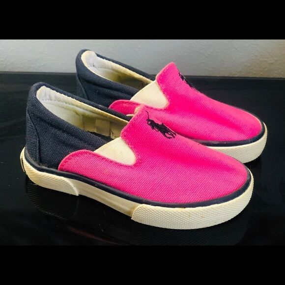 Polo Ralph Lauren Canvas Shoes Blue Pink Toddler 5 - Picture 1 of 9